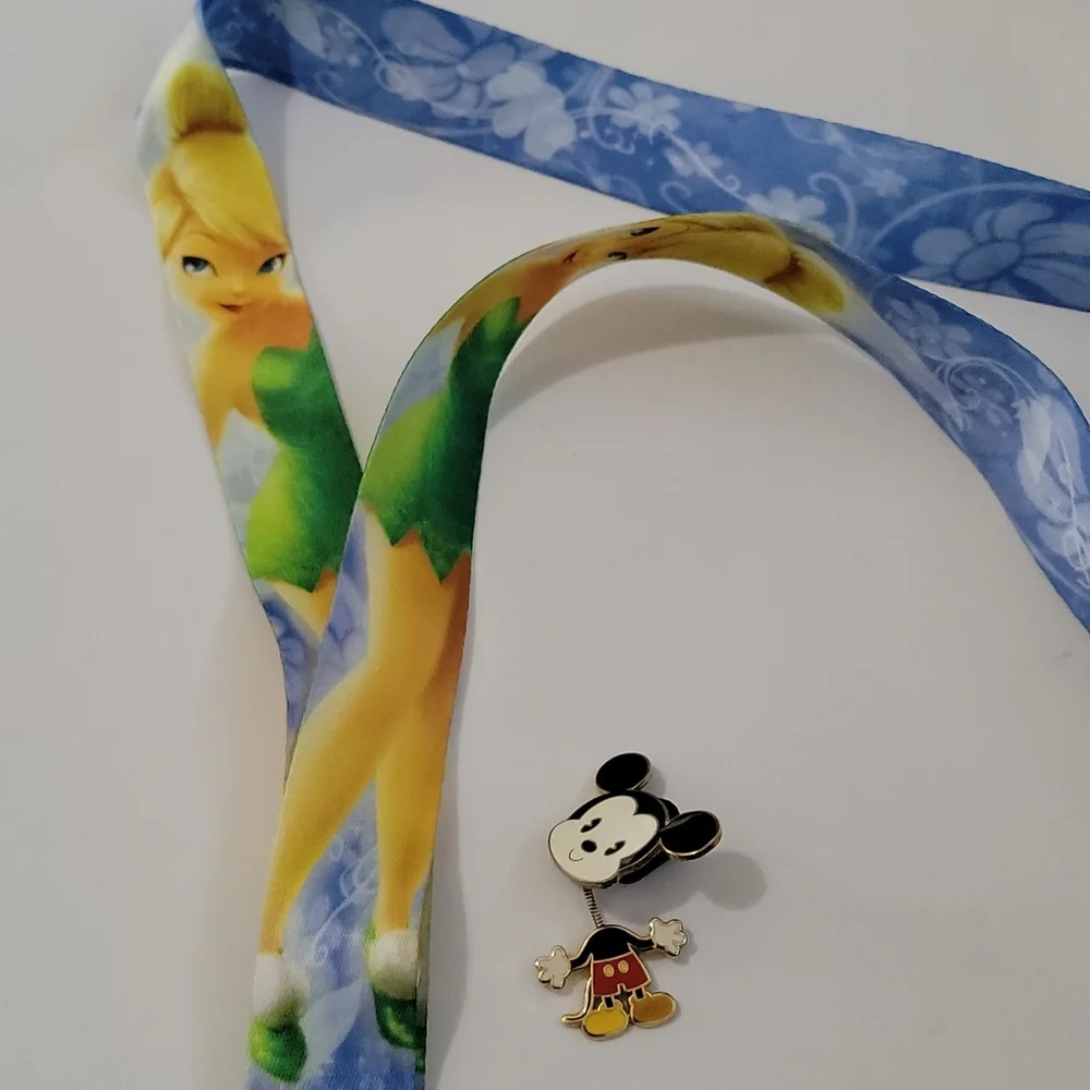 Vintage Tinkerbell Disney Lanyard with Mickey Pin
